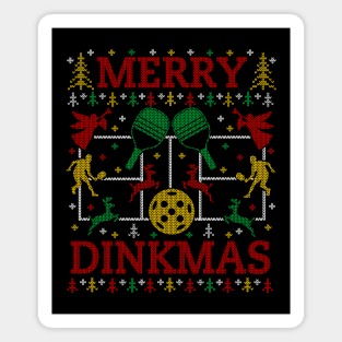 Merry Dinkmas Funny Pickleball Ugly Christmas Sweater Party Pickleball Christmas Gifts Magnet